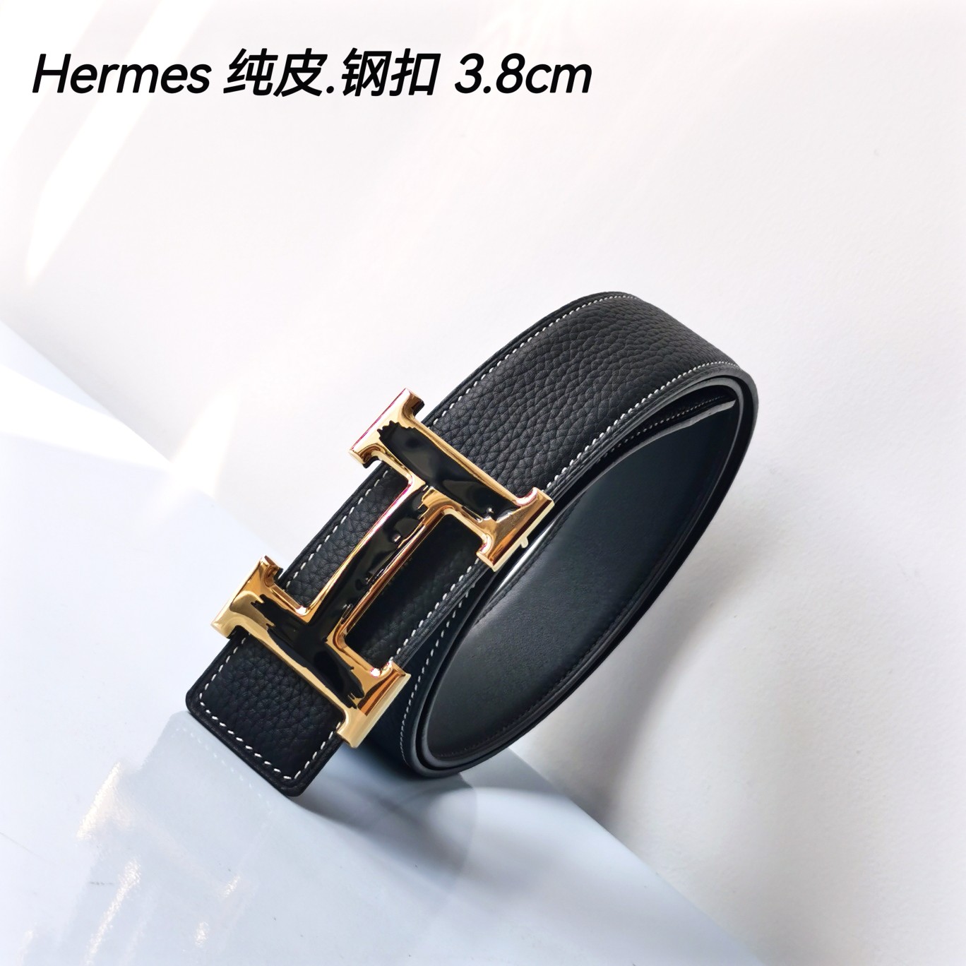 Hermes[正]原单爱马仕宽3.8cm进口原版皮带身双面可两面用精品电镀五金！