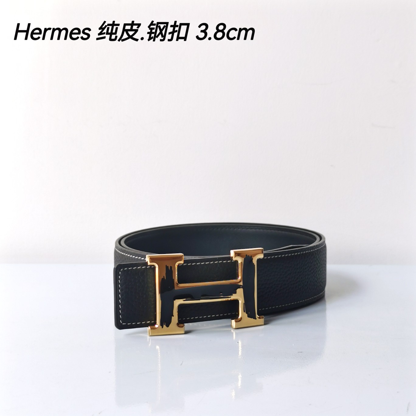 Hermes[正]原单爱马仕宽3.8cm进口原版皮带身双面可两面用精品电镀五金！