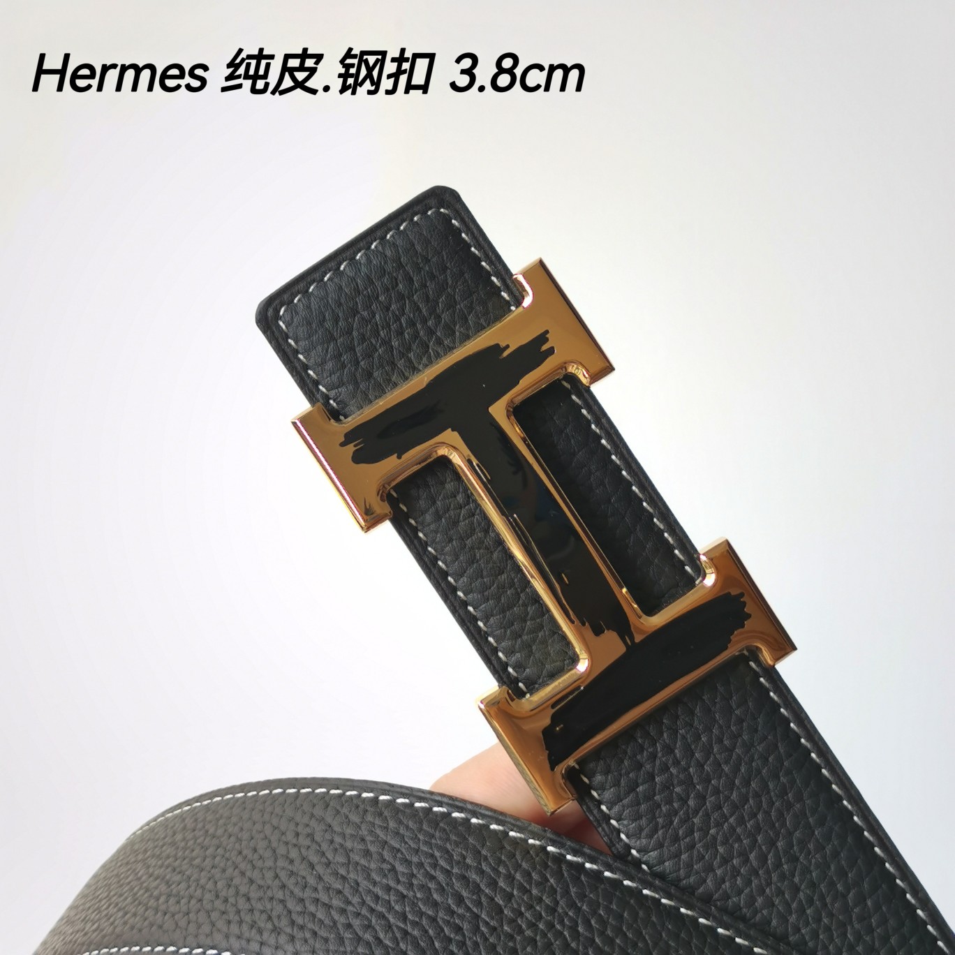 Hermes[正]原单爱马仕宽3.8cm进口原版皮带身双面可两面用精品电镀五金！