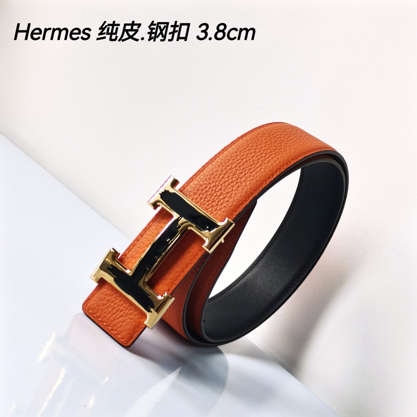 Hermes[正]原单爱马仕宽3.8cm进口原版皮带身双面可两面用精品电镀五金！