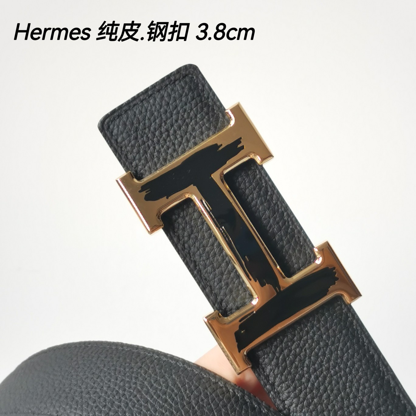 Hermes[正]原单爱马仕宽3.8cm进口原版皮带身双面可两面用精品电镀五金！