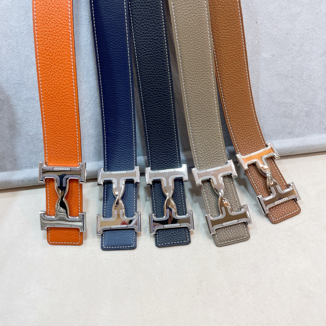 Hermes-HDANCREBELTBUCKLE&38MM最新款鍍鈀金属扣双面两用原版皮！