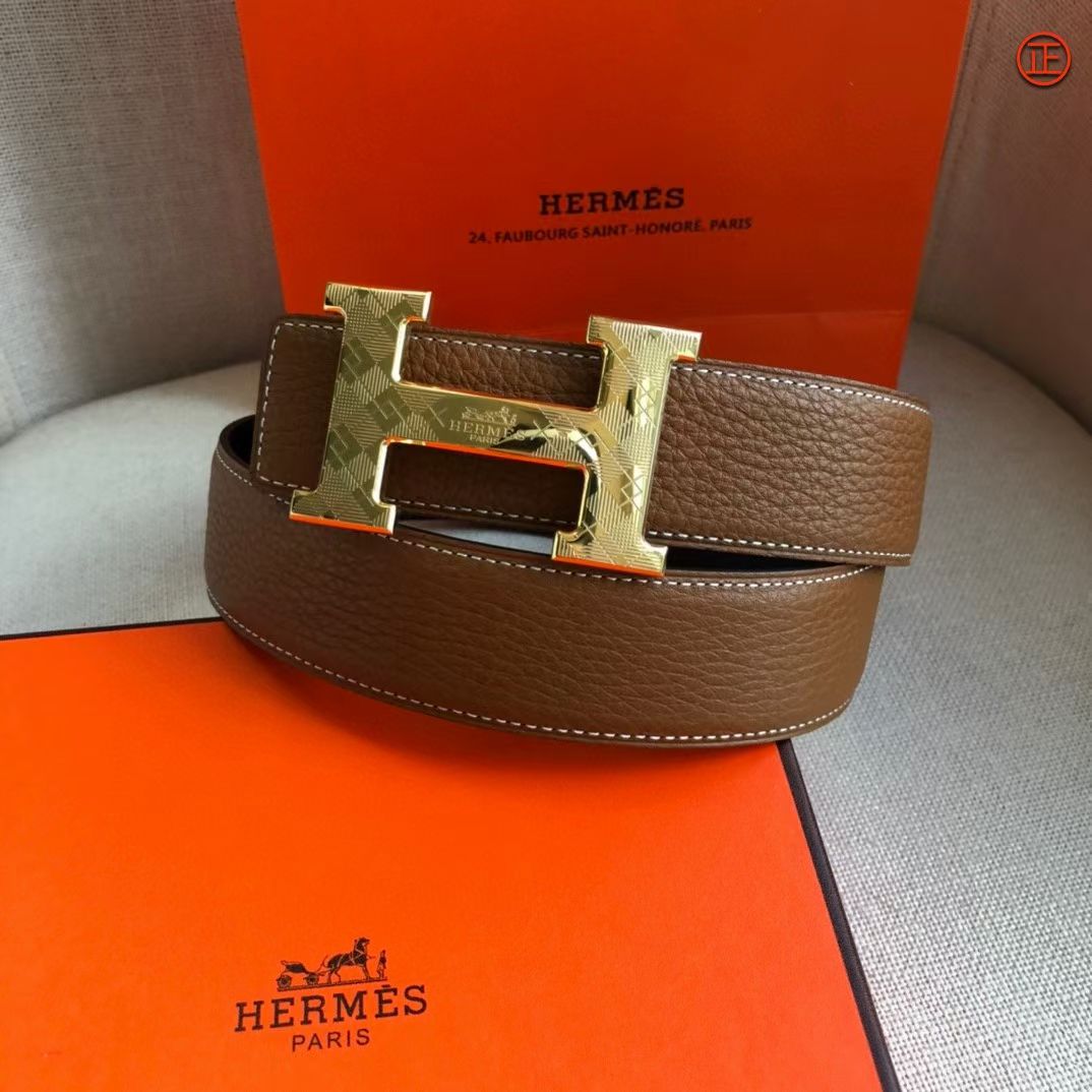 Hermes-3.8cm专柜同步进口双面原版皮双面可用手感柔软精钢五金