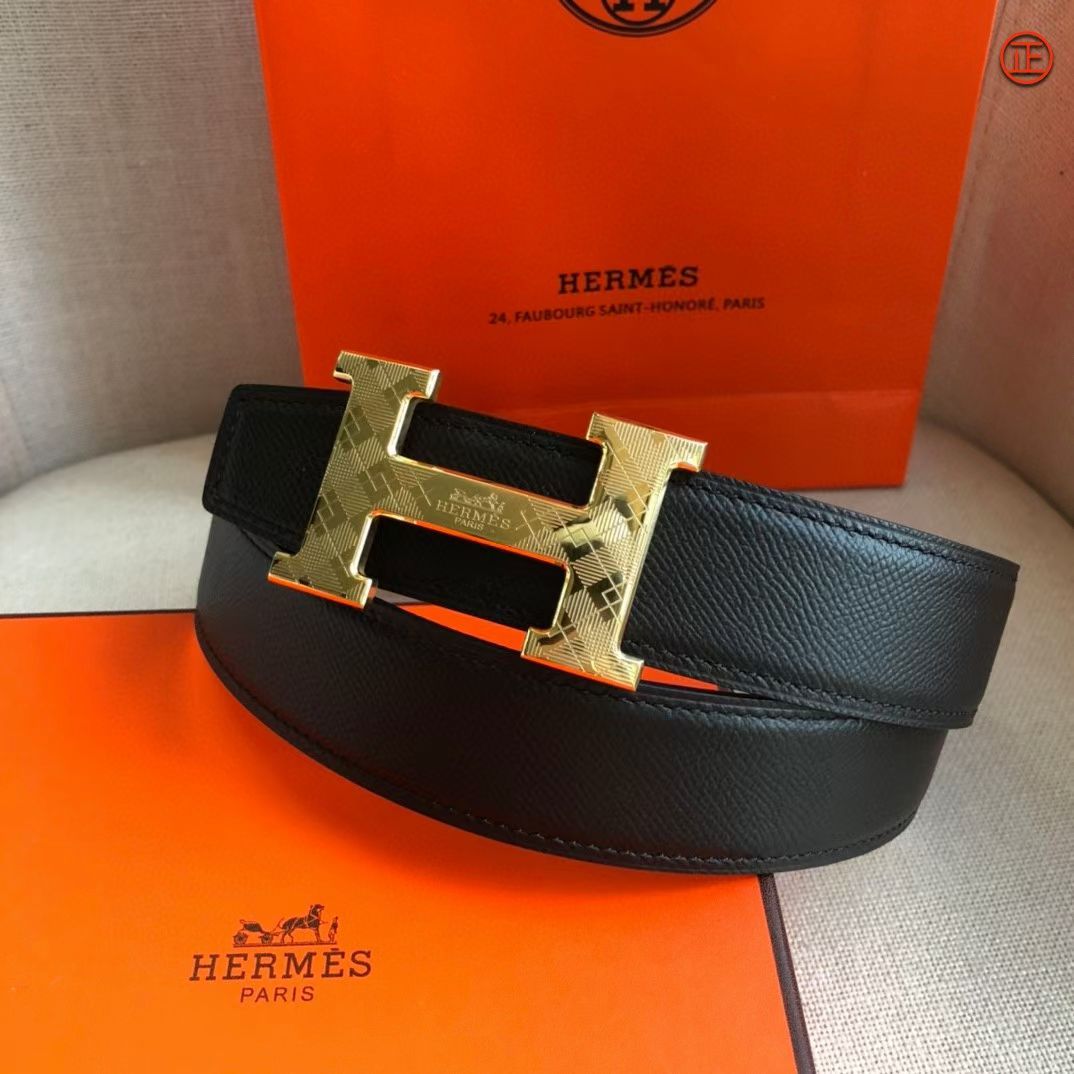 Hermes-3.8cm专柜同步进口双面原版皮双面可用手感柔软精钢五金