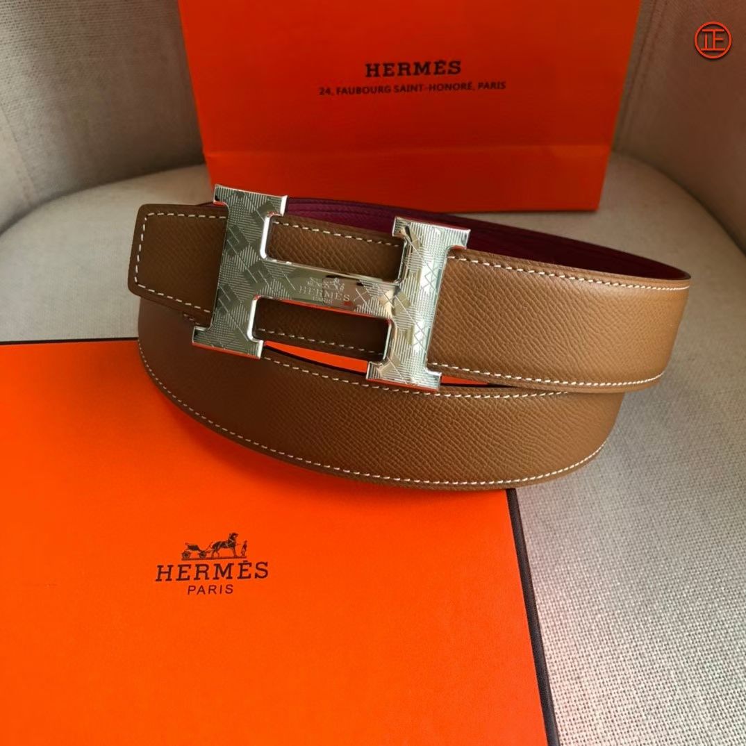 Hermes-3.8cm专柜同步进口双面原版皮双面可用手感柔软精钢五金