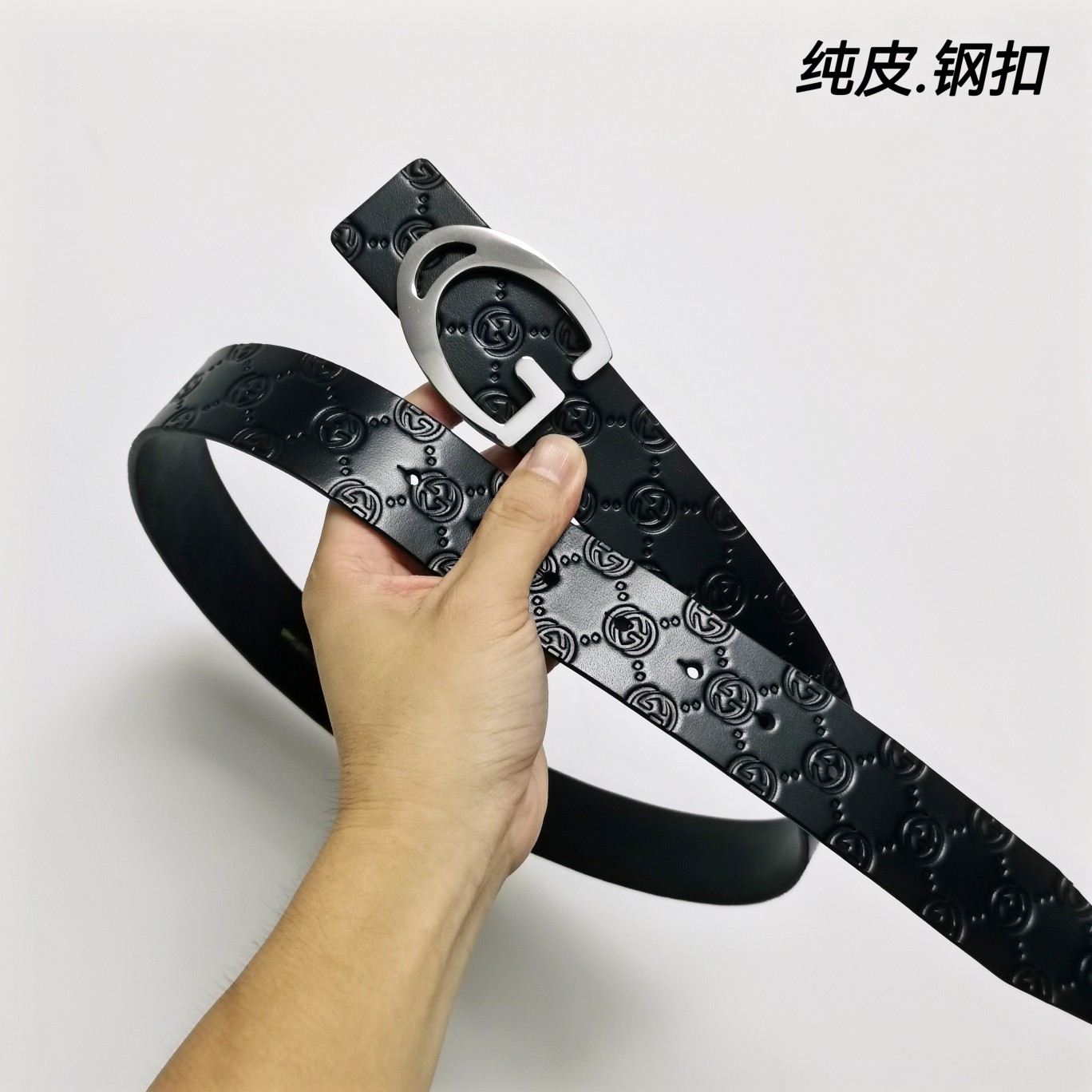 Gucci双面小牛皮搭配精品钢扣,原产皮料定制专柜宽度4.0cm高端大气上档次！