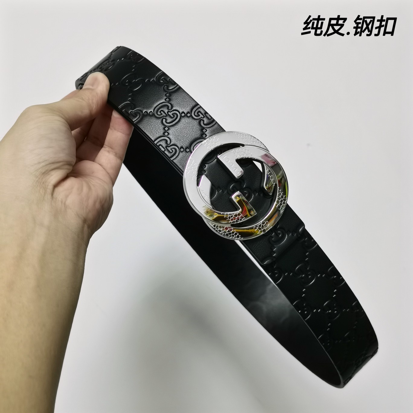 Gucci双面小牛皮搭配精品钢扣,原产皮料定制专柜宽度4.0cm高端大气上档次！