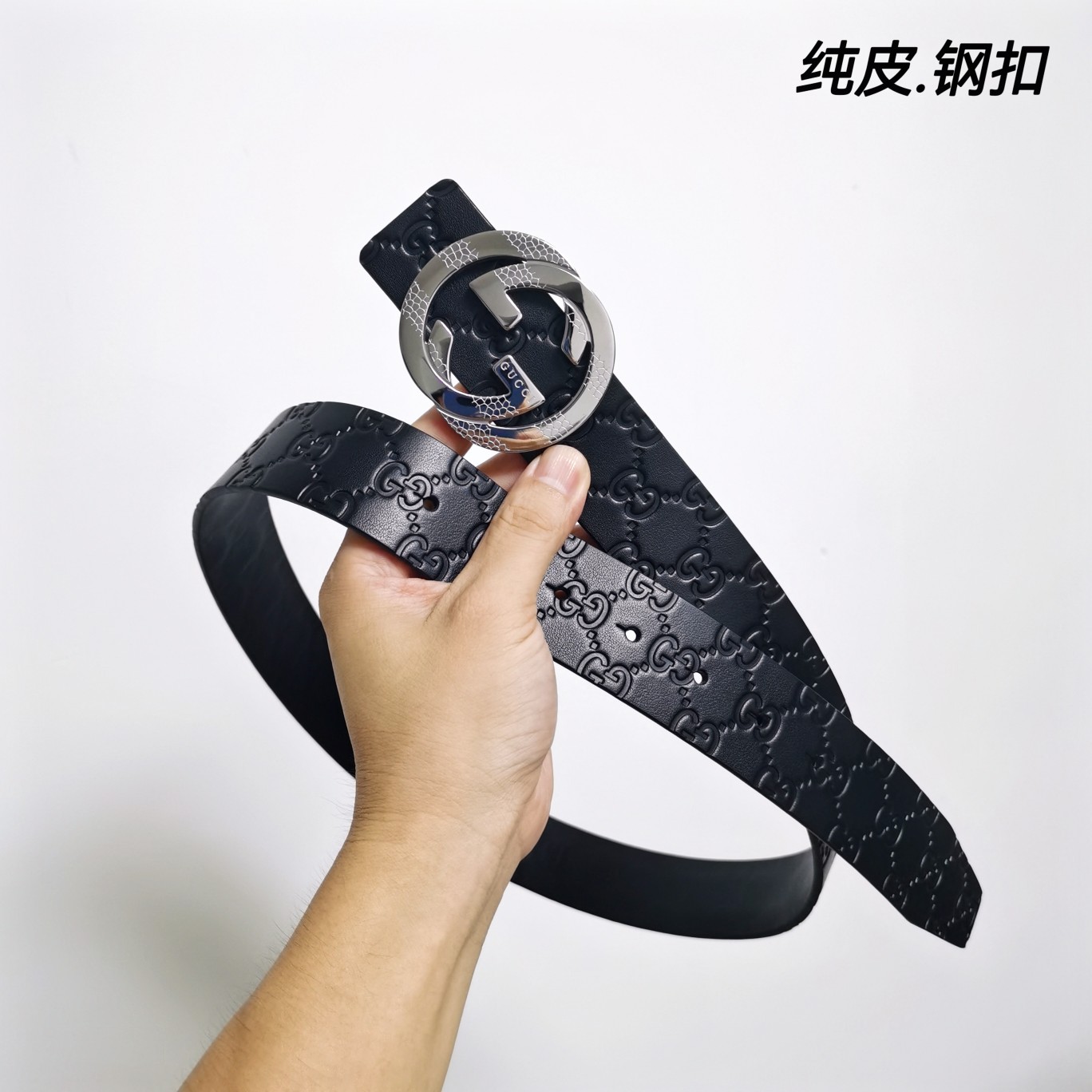 Gucci双面小牛皮搭配精品钢扣,原产皮料定制专柜宽度4.0cm高端大气上档次！