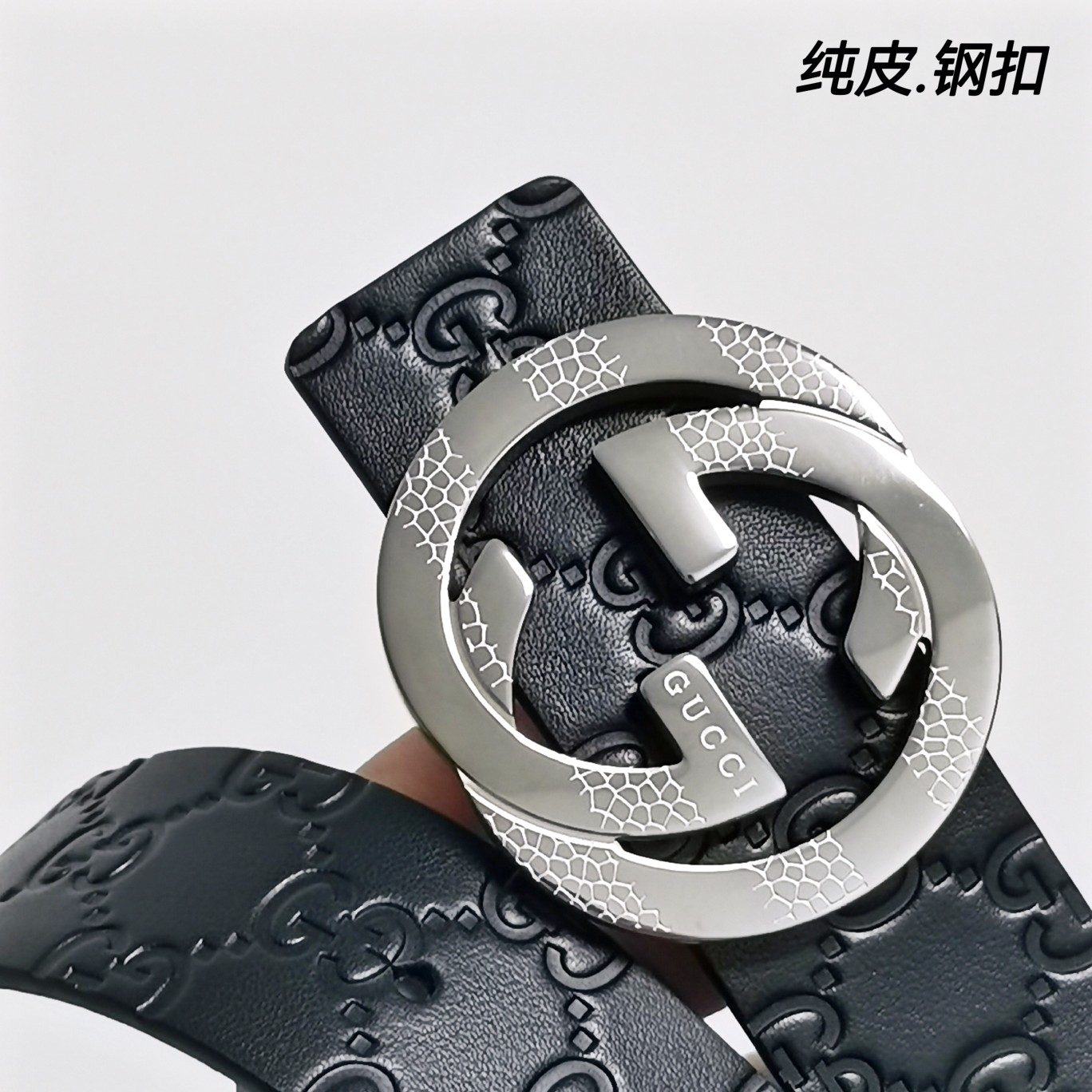 Gucci双面小牛皮搭配精品钢扣,原产皮料定制专柜宽度4.0cm高端大气上档次！