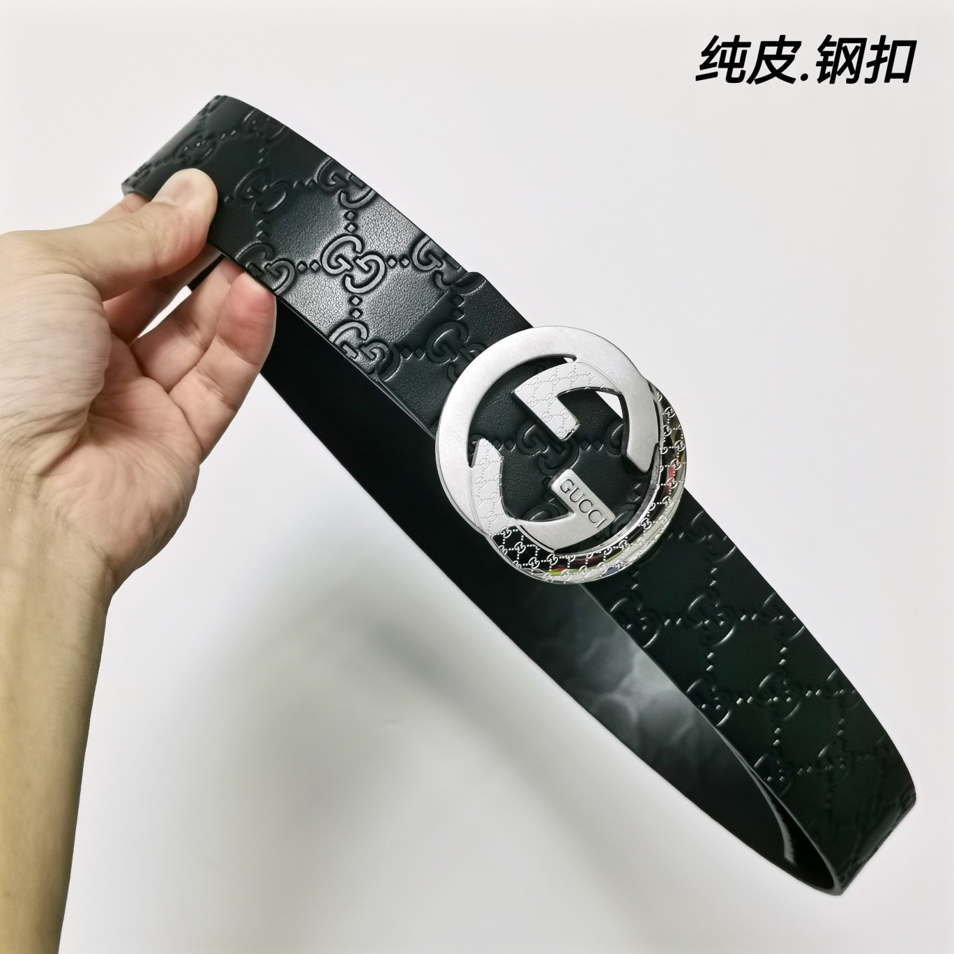 Gucci双面小牛皮搭配精品钢扣,原产皮料定制专柜宽度4.0cm高端大气上档次！