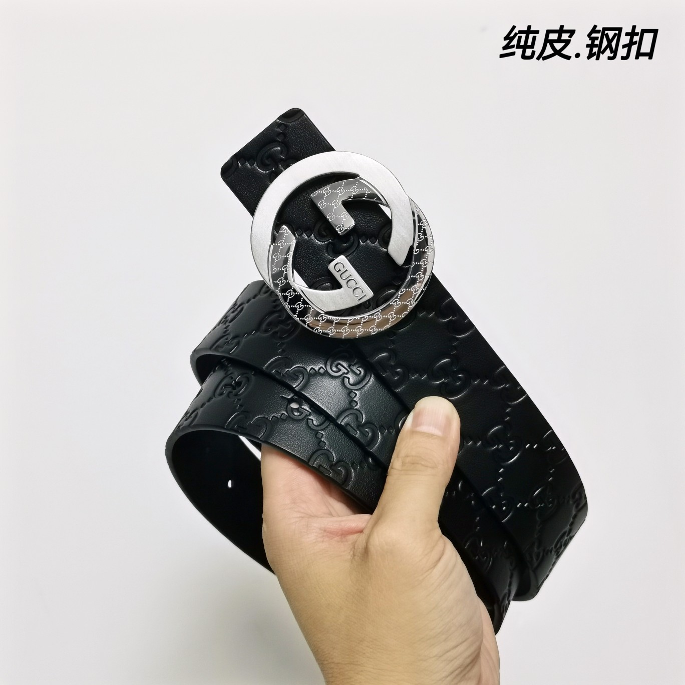 Gucci双面小牛皮搭配精品钢扣,原产皮料定制专柜宽度4.0cm高端大气上档次！