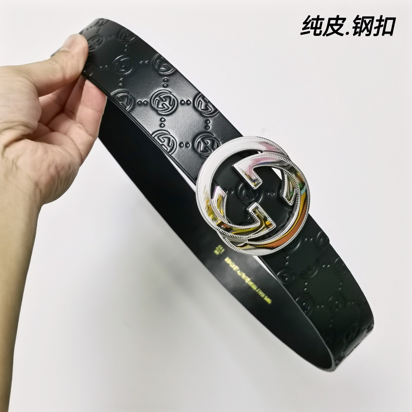 Gucci双面小牛皮搭配精品钢扣,原产皮料定制专柜宽度4.0cm高端大气上档次！