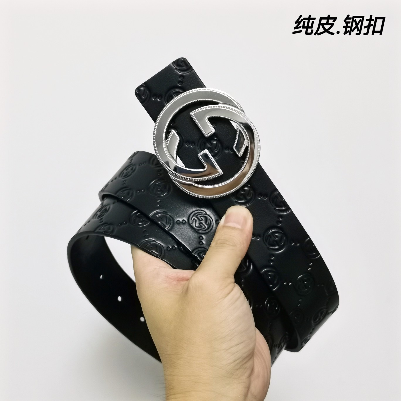 Gucci双面小牛皮搭配精品钢扣,原产皮料定制专柜宽度4.0cm高端大气上档次！