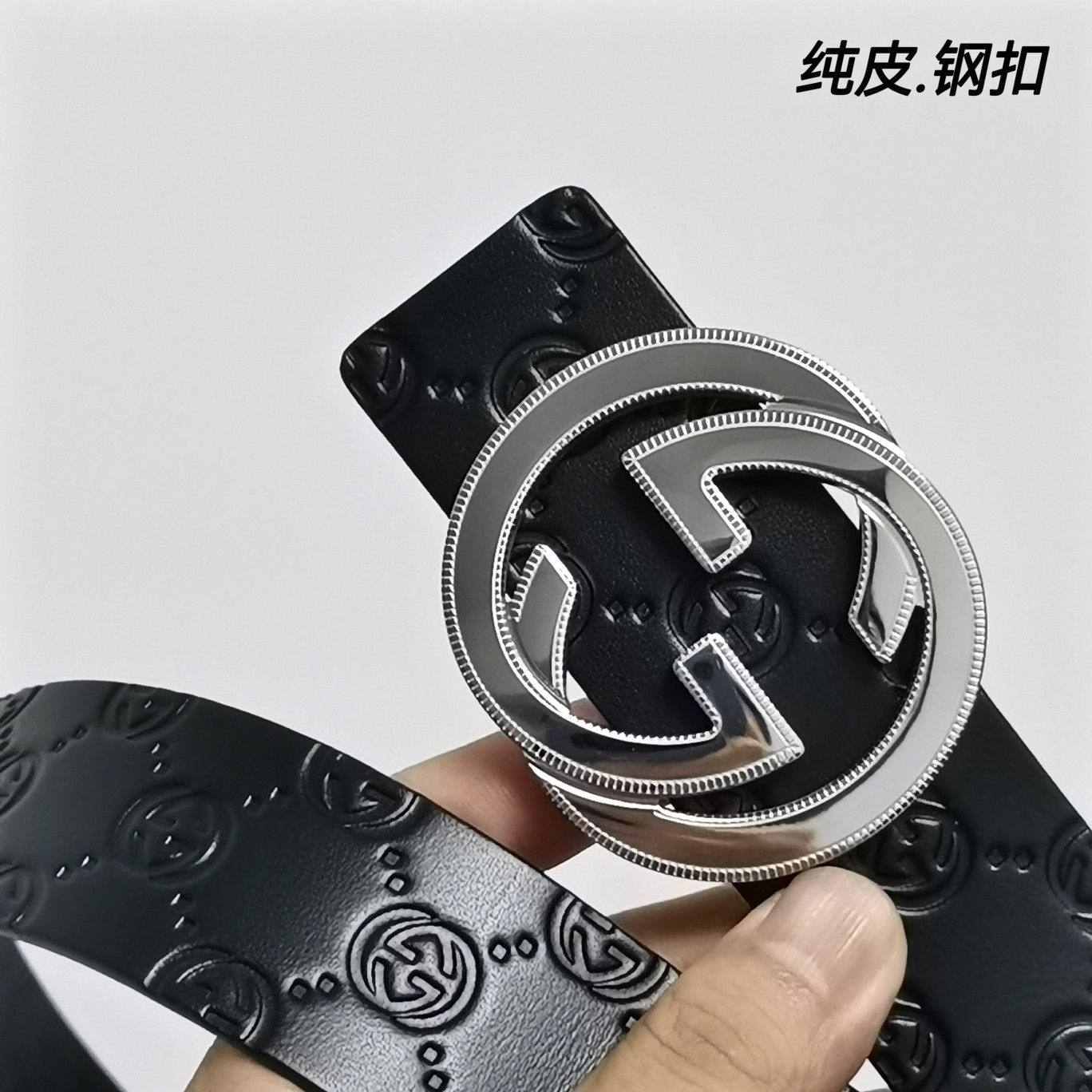 Gucci双面小牛皮搭配精品钢扣,原产皮料定制专柜宽度4.0cm高端大气上档次！