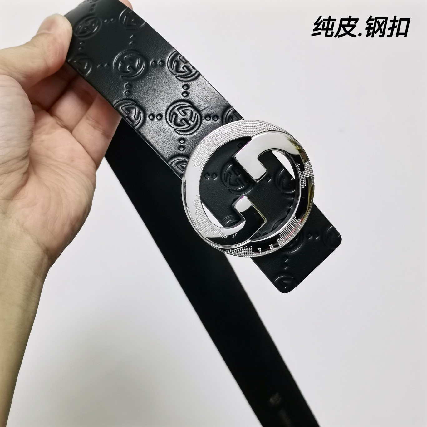 Gucci双面小牛皮搭配精品钢扣,原产皮料定制专柜宽度4.0cm高端大气上档次！