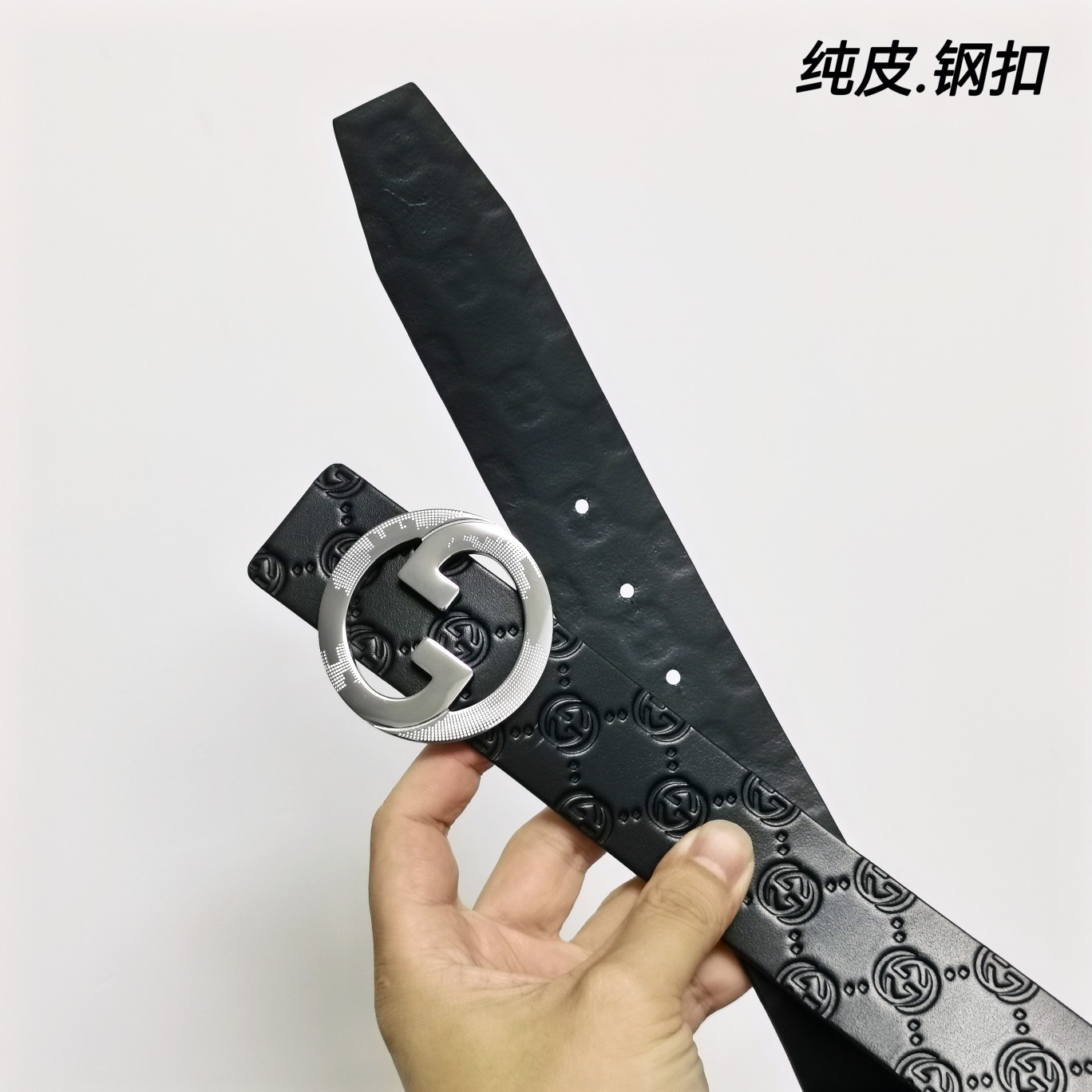 Gucci双面小牛皮搭配精品钢扣,原产皮料定制专柜宽度4.0cm高端大气上档次！