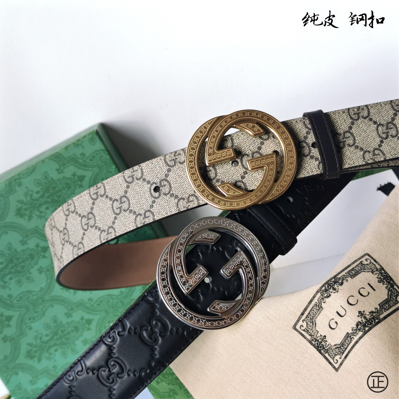   Gucci㊣ 新款面进口原厂压花小牛皮 搭配进口原版底和精品钢扣  宽4.0 Cm  永不过时款！