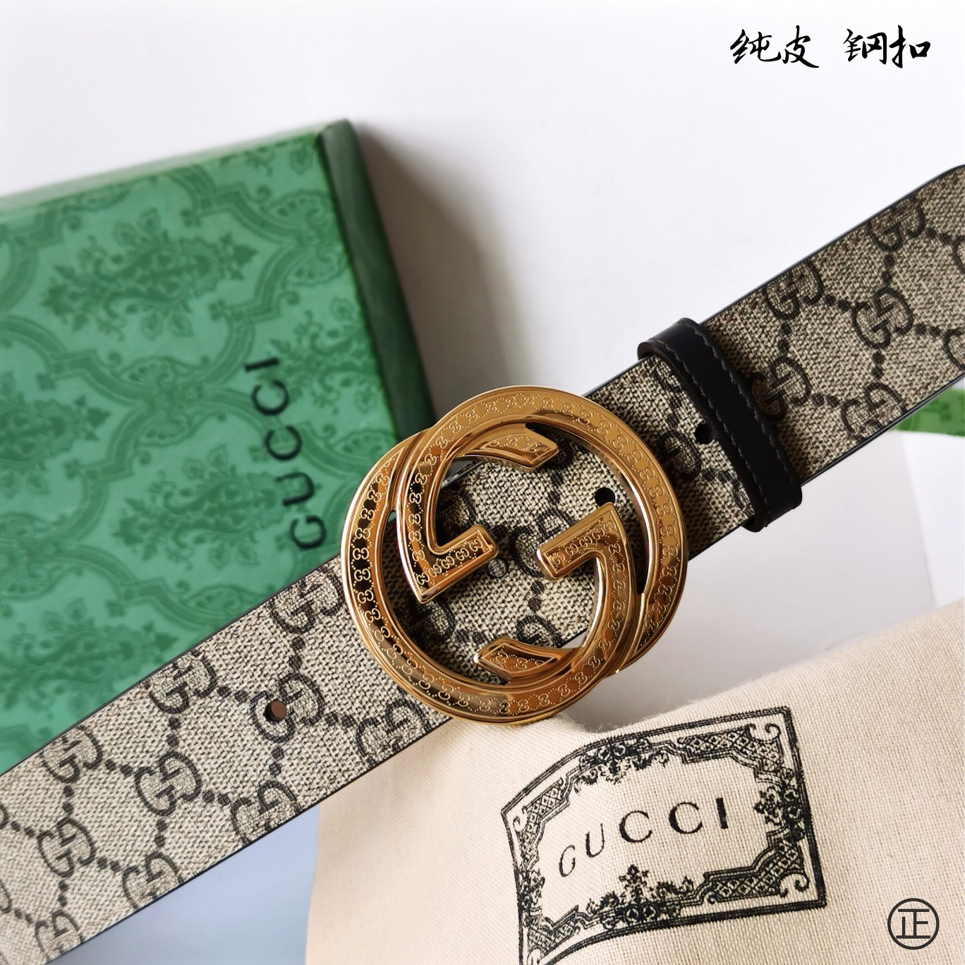   Gucci㊣ 新款面进口原厂压花小牛皮 搭配进口原版底和精品钢扣  宽4.0 Cm  永不过时款！