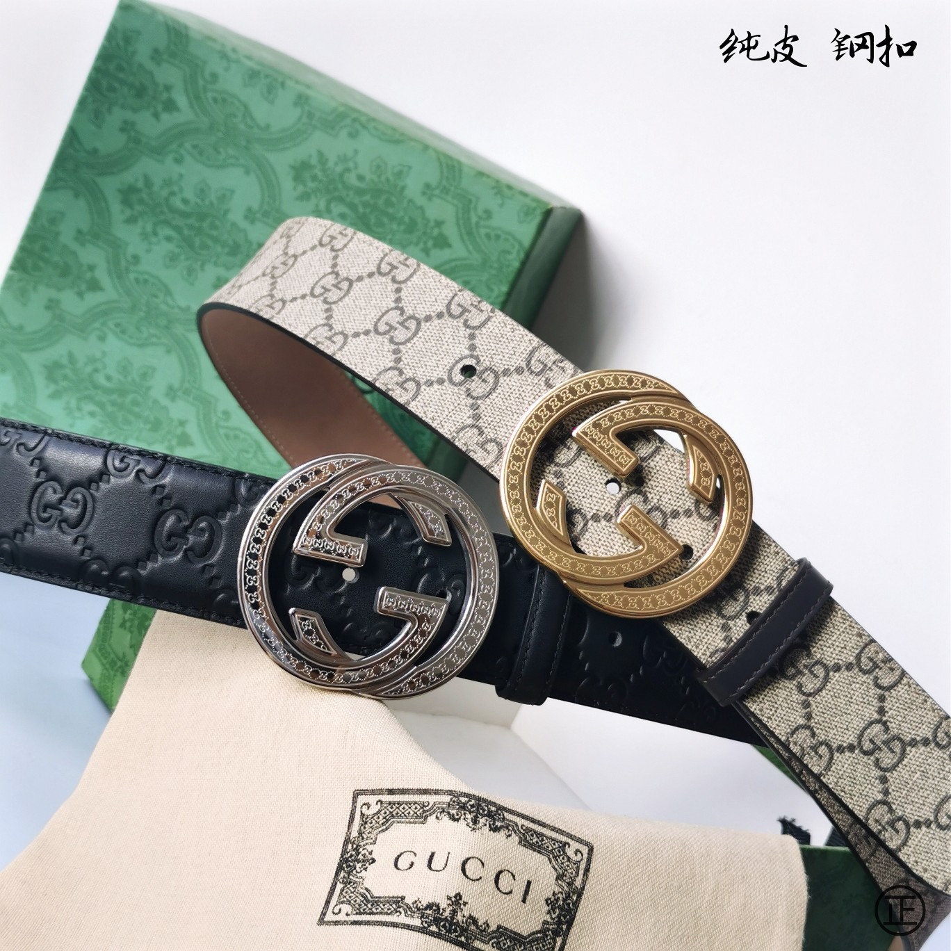   Gucci㊣ 新款面进口原厂压花小牛皮 搭配进口原版底和精品钢扣  宽4.0 Cm  永不过时款！