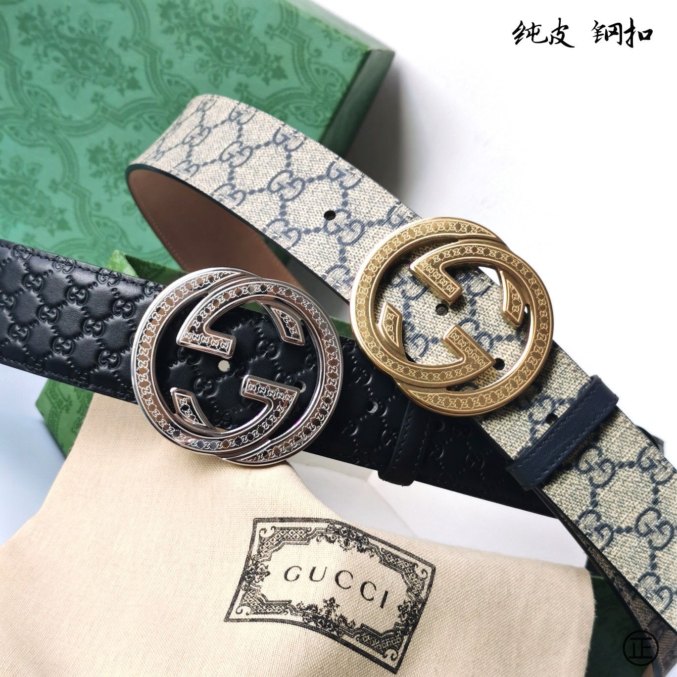   Gucci㊣ 新款面进口原厂压花小牛皮 搭配进口原版底和精品钢扣  宽4.0 Cm  永不过时款！