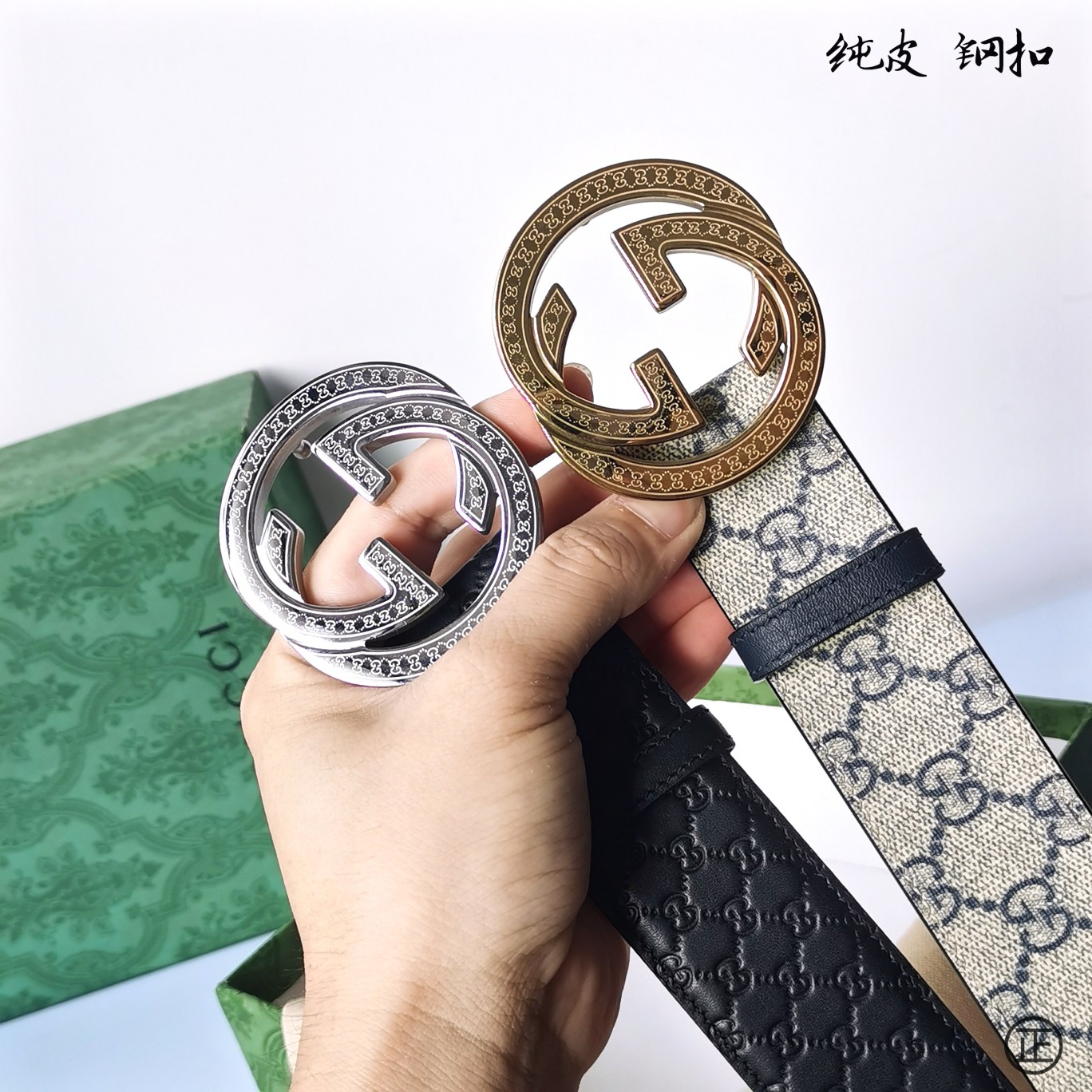   Gucci㊣ 新款面进口原厂压花小牛皮 搭配进口原版底和精品钢扣  宽4.0 Cm  永不过时款！
