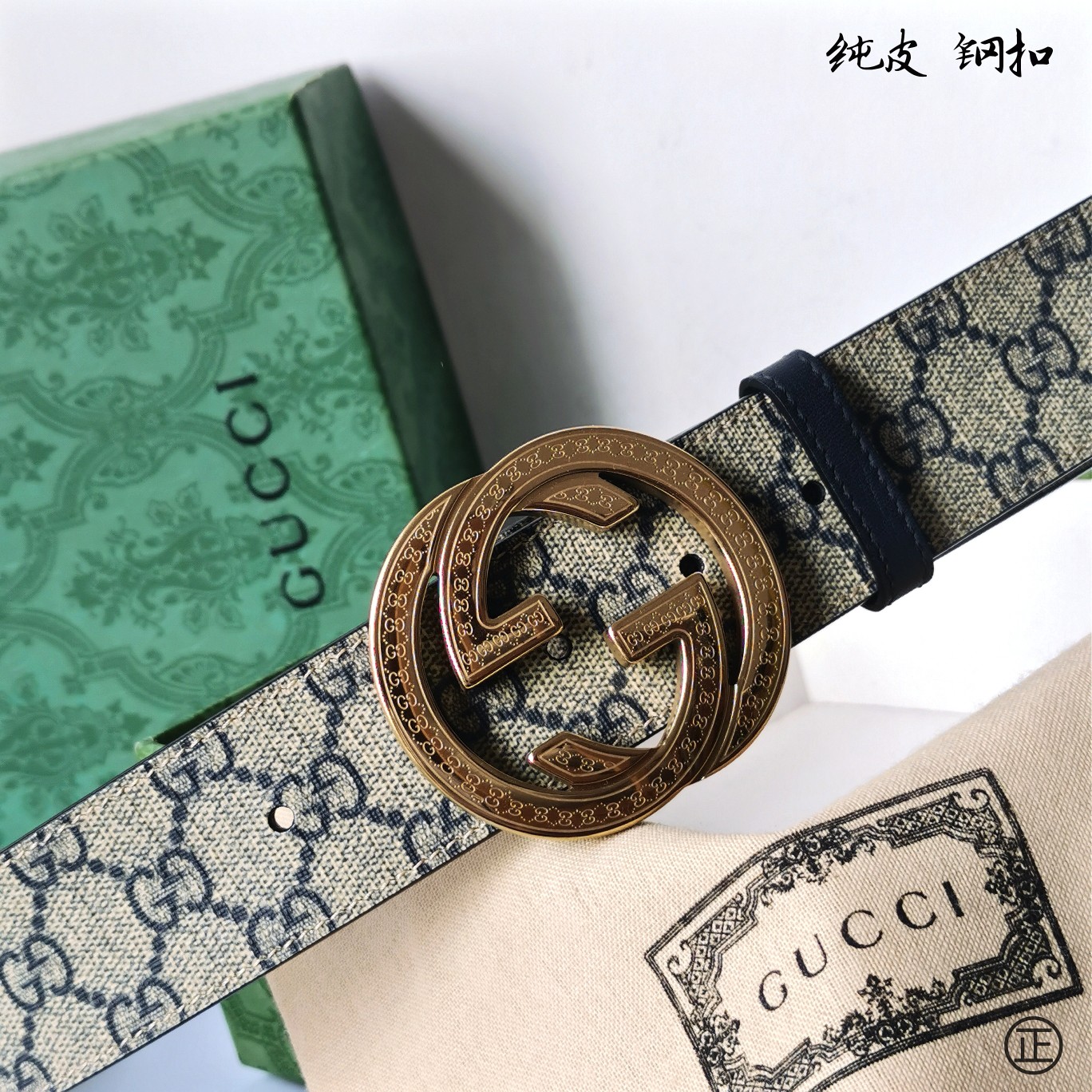   Gucci㊣ 新款面进口原厂压花小牛皮 搭配进口原版底和精品钢扣  宽4.0 Cm  永不过时款！