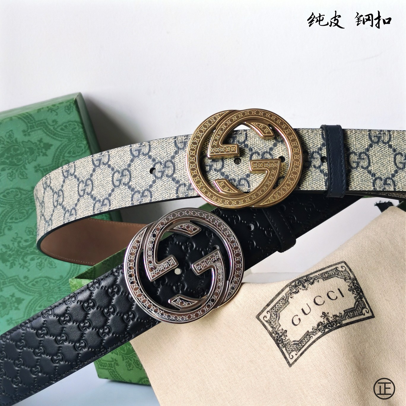   Gucci㊣ 新款面进口原厂压花小牛皮 搭配进口原版底和精品钢扣  宽4.0 Cm  永不过时款！