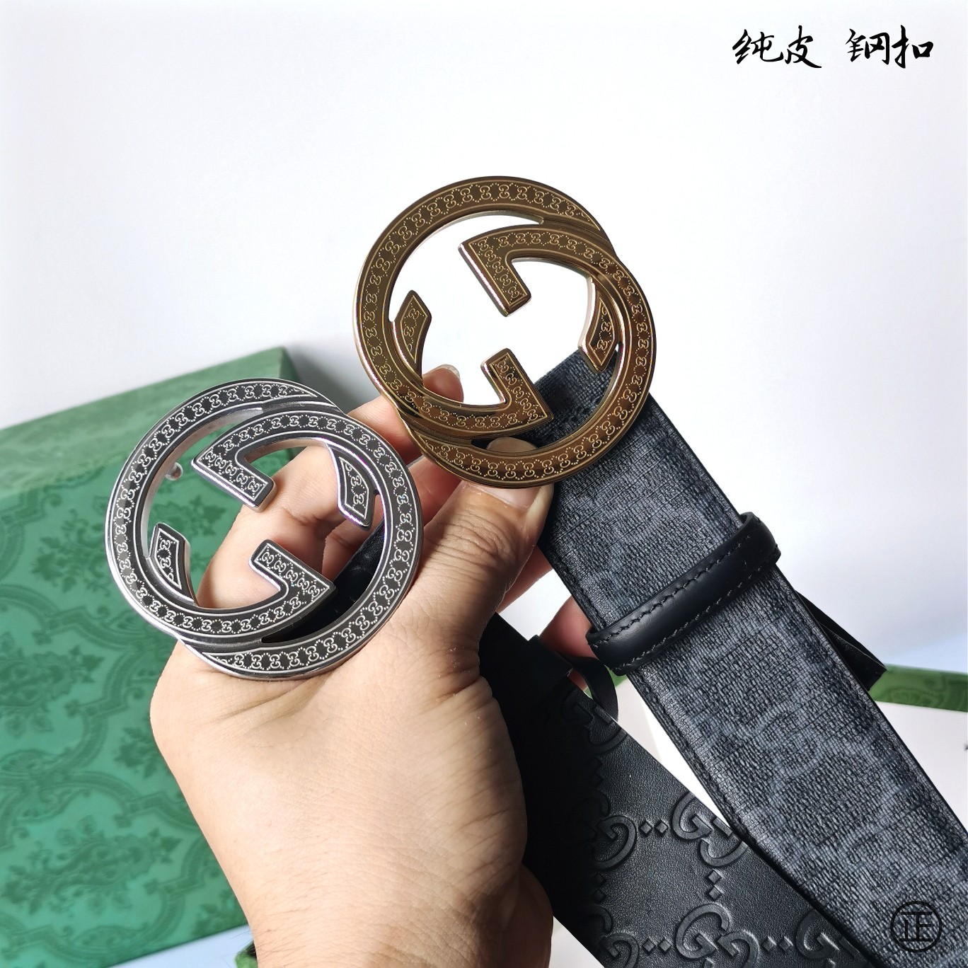  Gucci㊣ 新款面进口原厂压花小牛皮 搭配进口原版底和精品钢扣  宽4.0 Cm  永不过时款！