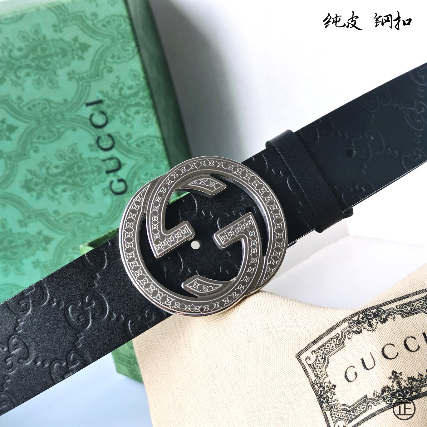   Gucci㊣ 新款面进口原厂压花小牛皮 搭配进口原版底和精品钢扣  宽4.0 Cm  永不过时款！
