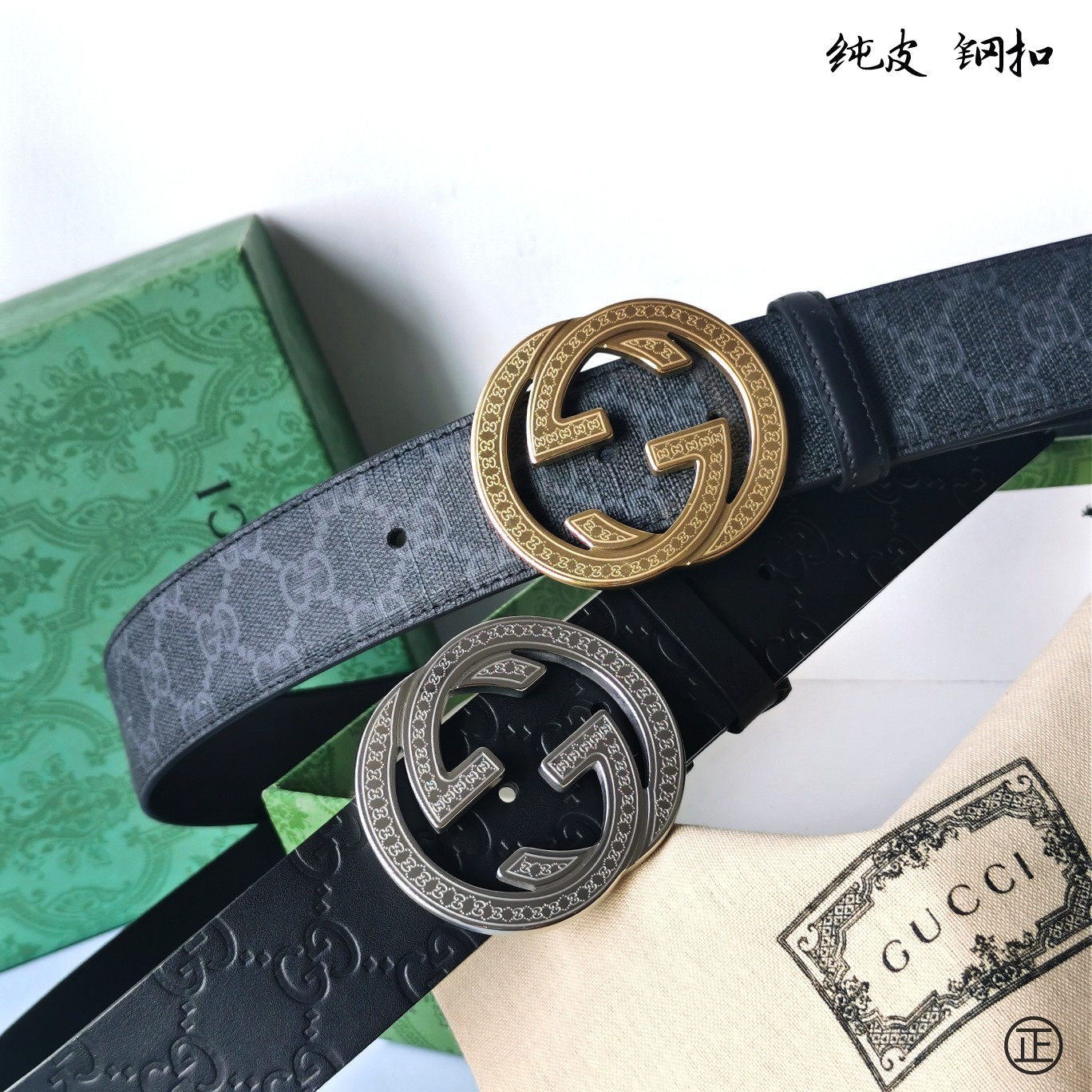   Gucci㊣ 新款面进口原厂压花小牛皮 搭配进口原版底和精品钢扣  宽4.0 Cm  永不过时款！