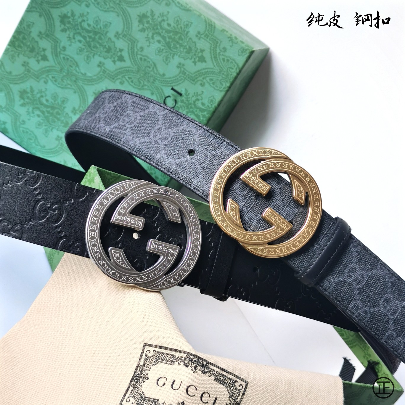   Gucci㊣ 新款面进口原厂压花小牛皮 搭配进口原版底和精品钢扣  宽4.0 Cm  永不过时款！