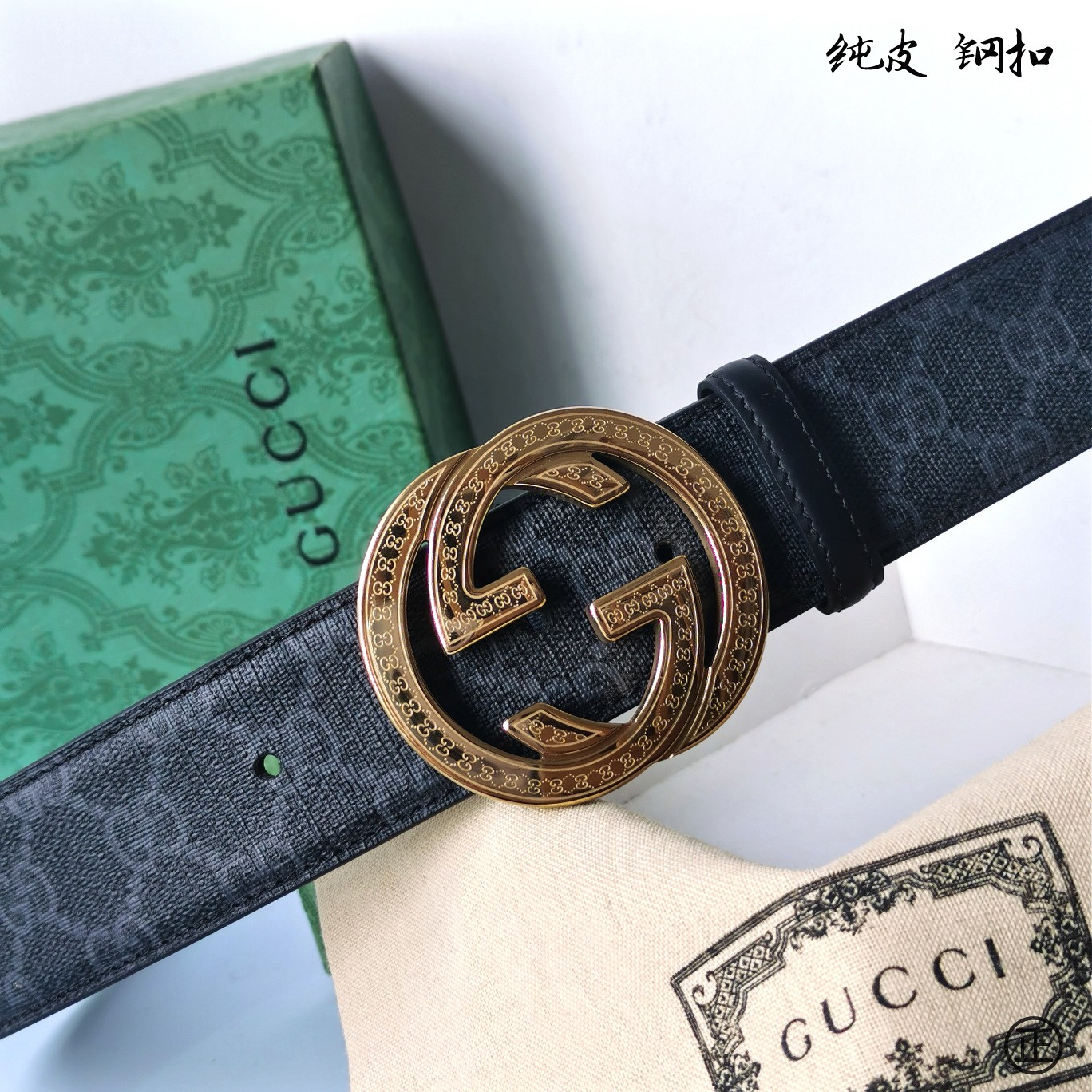   Gucci㊣ 新款面进口原厂压花小牛皮 搭配进口原版底和精品钢扣  宽4.0 Cm  永不过时款！