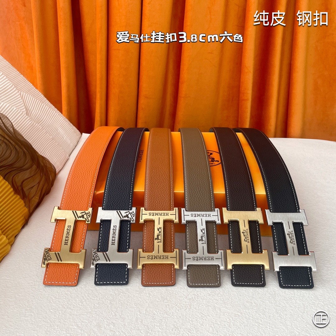 HERMES原单3.8cm进口原版皮双面可两面用精品电镀五金