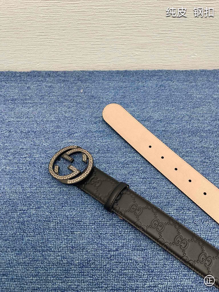 Gucci4.0cm进口头层原版皮纯钢五金扣头工艺精湛原单品质