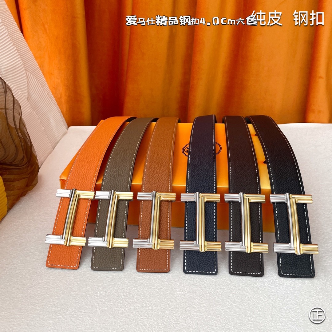 HERMES原单3.8cm进口原版皮双面可两面用精品电镀五金！