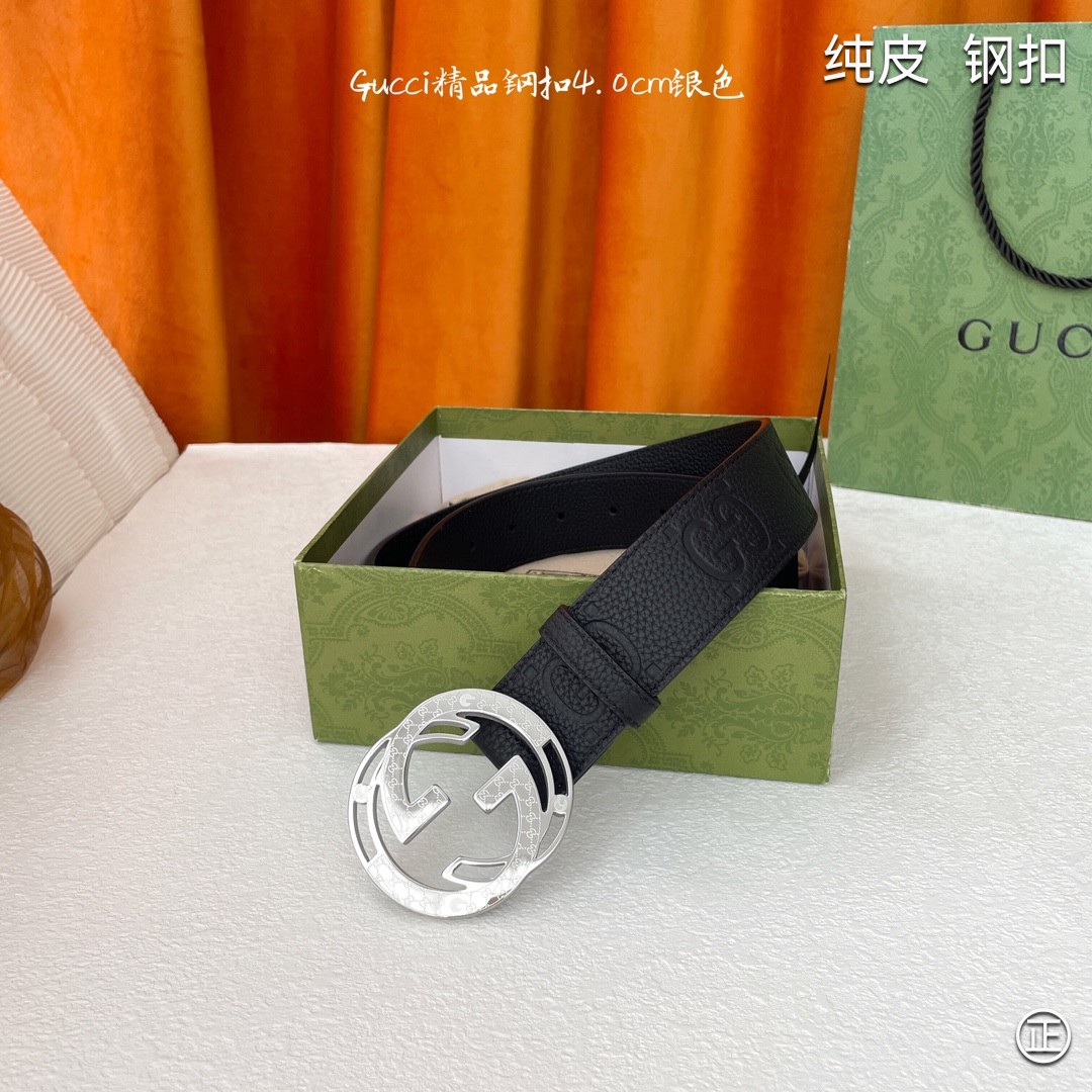 Gucci4.0cm进口头层原版皮纯钢五金扣头工艺精湛原单品质