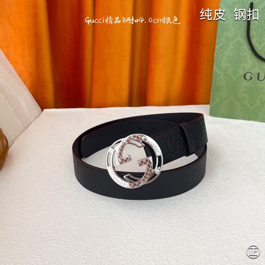 Gucci4.0cm进口头层原版皮纯钢五金扣头工艺精湛原单品质