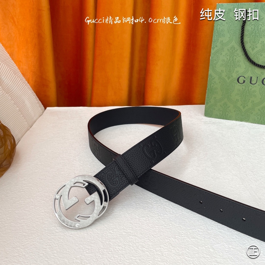 Gucci4.0cm进口头层原版皮纯钢五金扣头工艺精湛原单品质