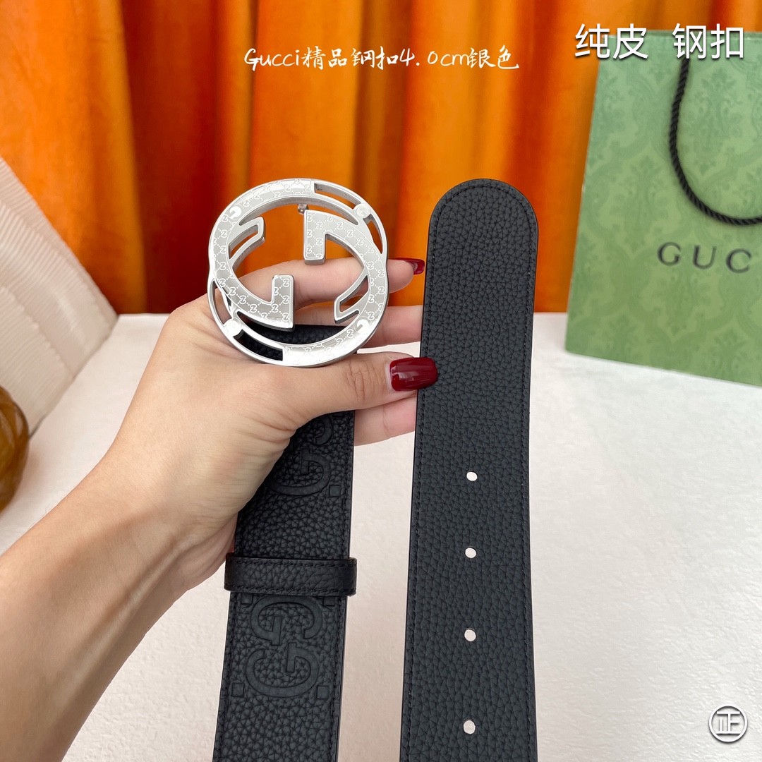 Gucci4.0cm进口头层原版皮纯钢五金扣头工艺精湛原单品质