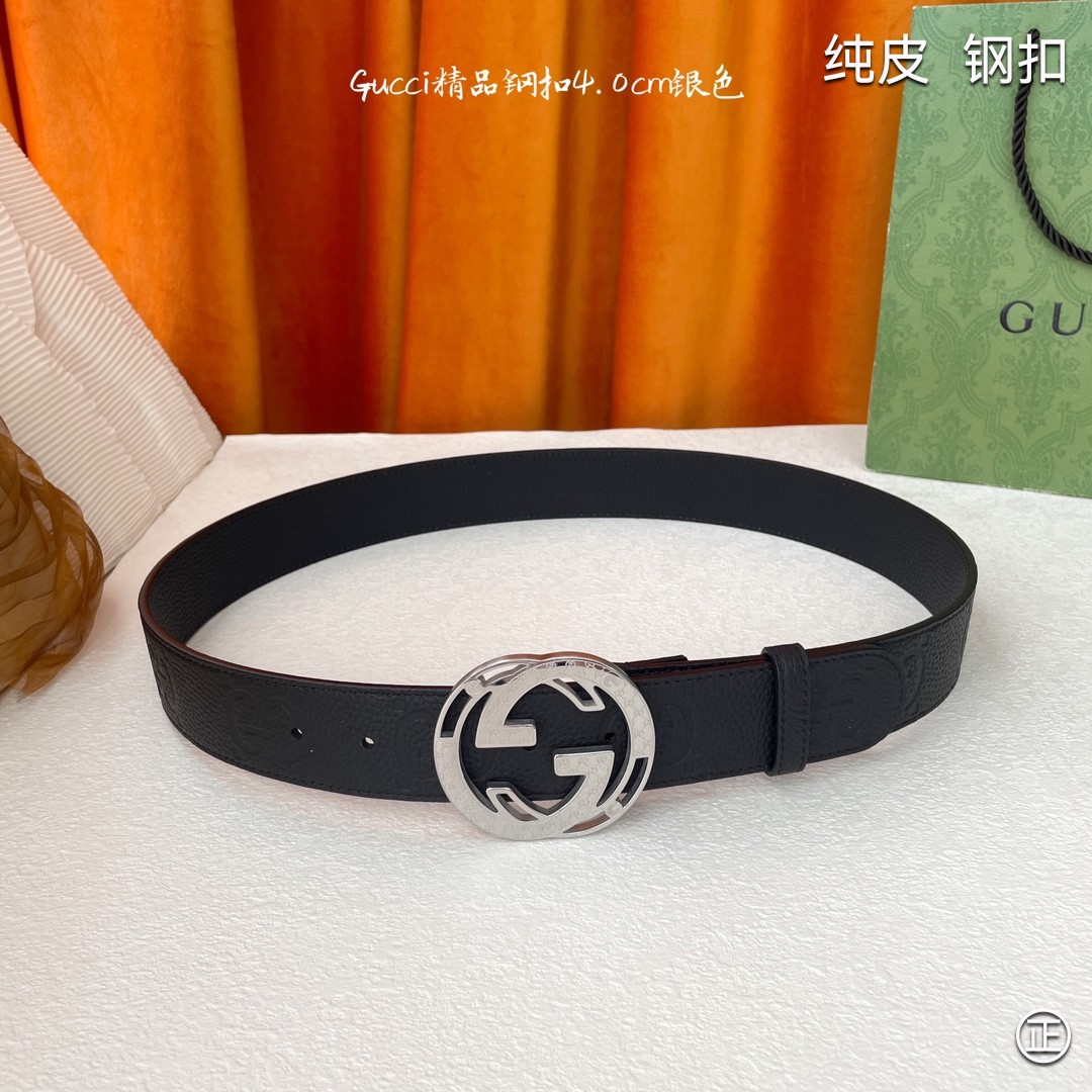 Gucci4.0cm进口头层原版皮纯钢五金扣头工艺精湛原单品质