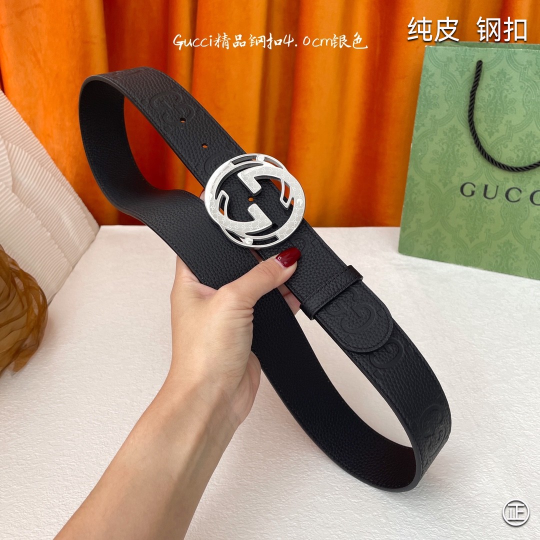 Gucci4.0cm进口头层原版皮纯钢五金扣头工艺精湛原单品质