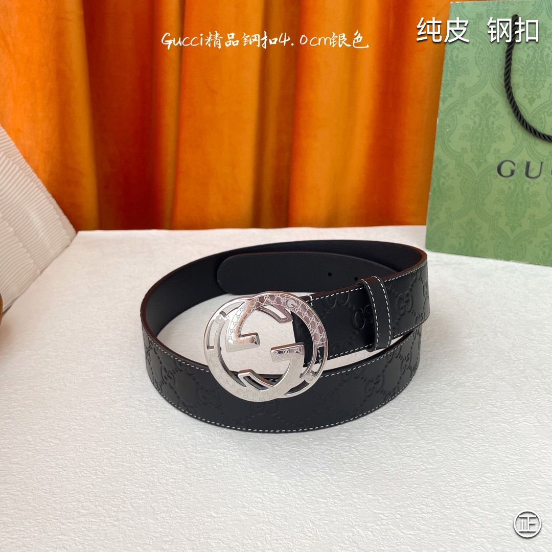 Gucci4.0cm进口头层原版皮纯钢五金扣头工艺精湛原单品质