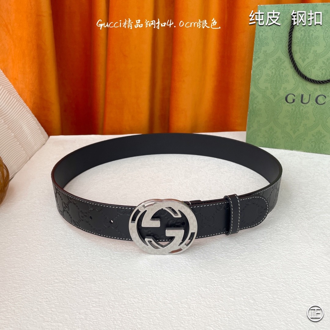 Gucci4.0cm进口头层原版皮纯钢五金扣头工艺精湛原单品质