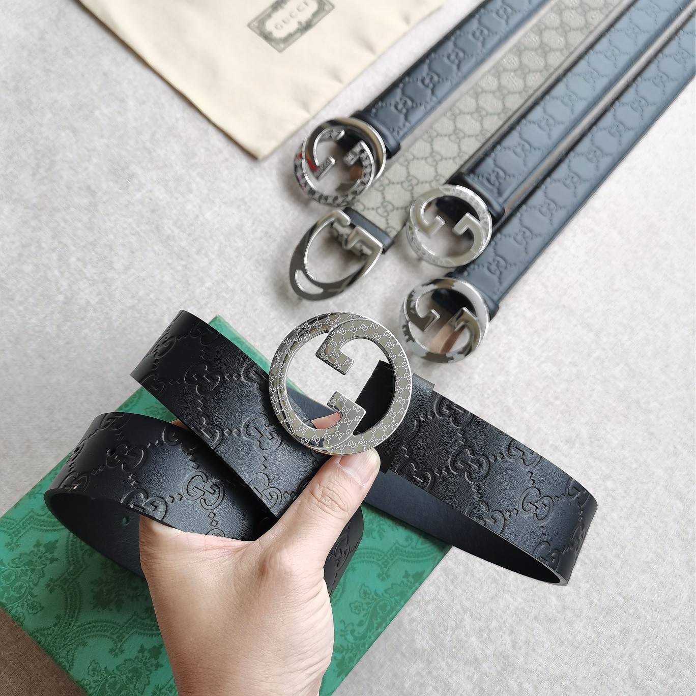 Gucci㊣ 4.0cm 进口头层原版皮  纯钢五金扣，工艺精湛，原单品质，实物拍摄。