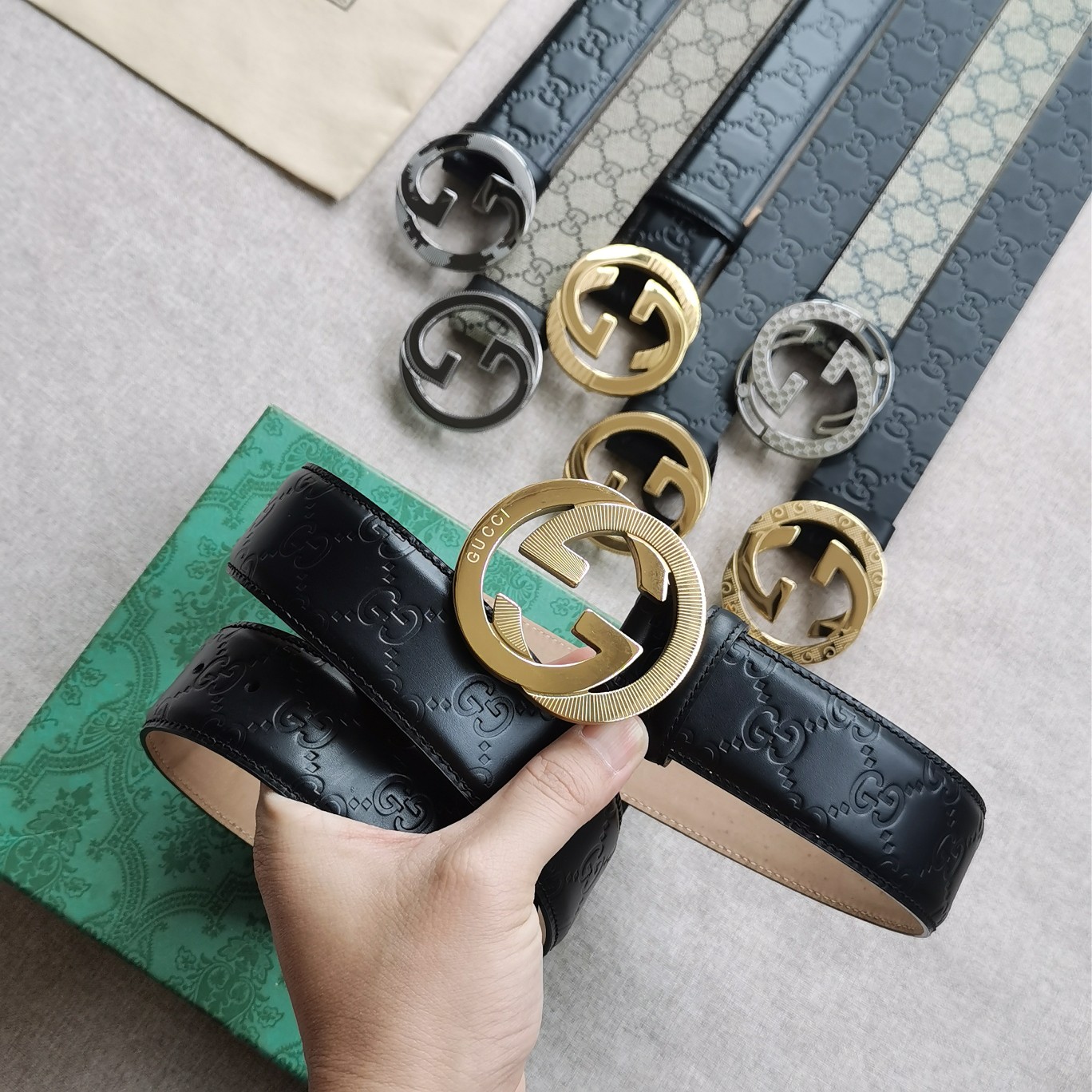 Gucci㊣ 4.0cm 进口头层原版皮  纯钢五金扣，工艺精湛，原单品质，实物拍摄。