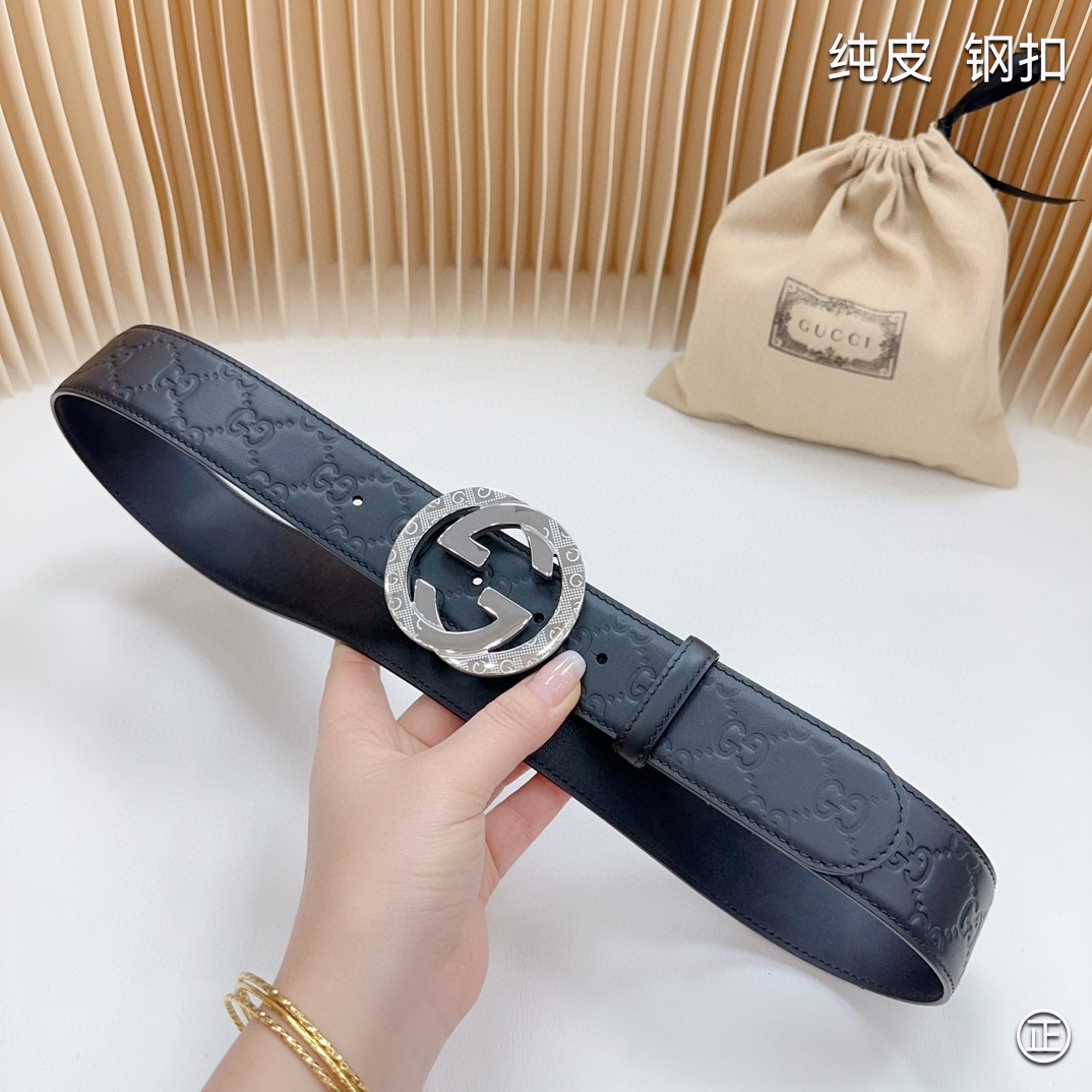  Gucci㊣ 4.0cm 进口头层原版皮  纯钢五金扣头，工艺精湛，原单品质，实物拍摄。