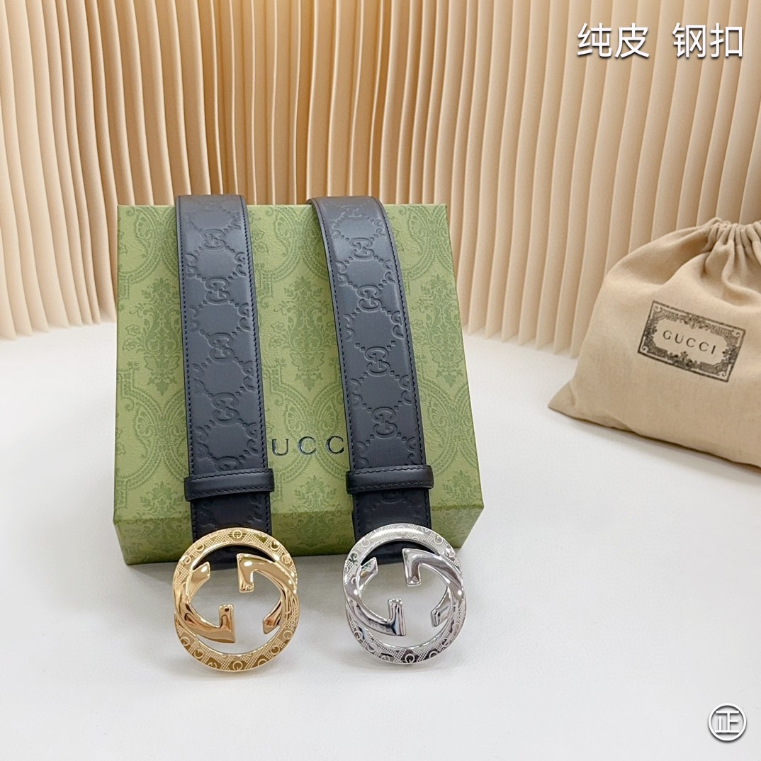  Gucci㊣ 4.0cm 进口头层原版皮  纯钢五金扣头，工艺精湛，原单品质，实物拍摄。