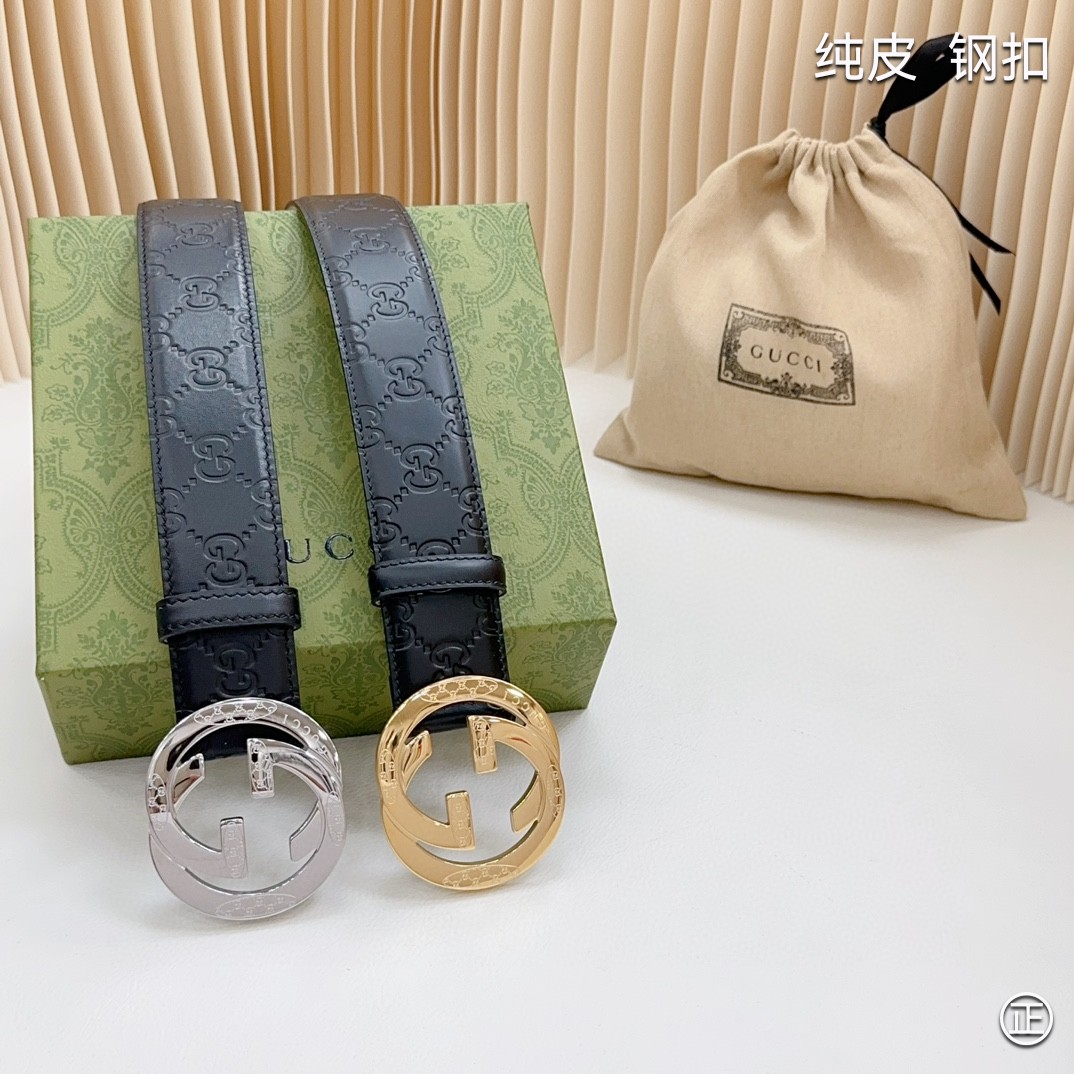  Gucci㊣ 4.0cm 进口头层原版皮  纯钢五金扣头，工艺精湛，原单品质，实物拍摄。