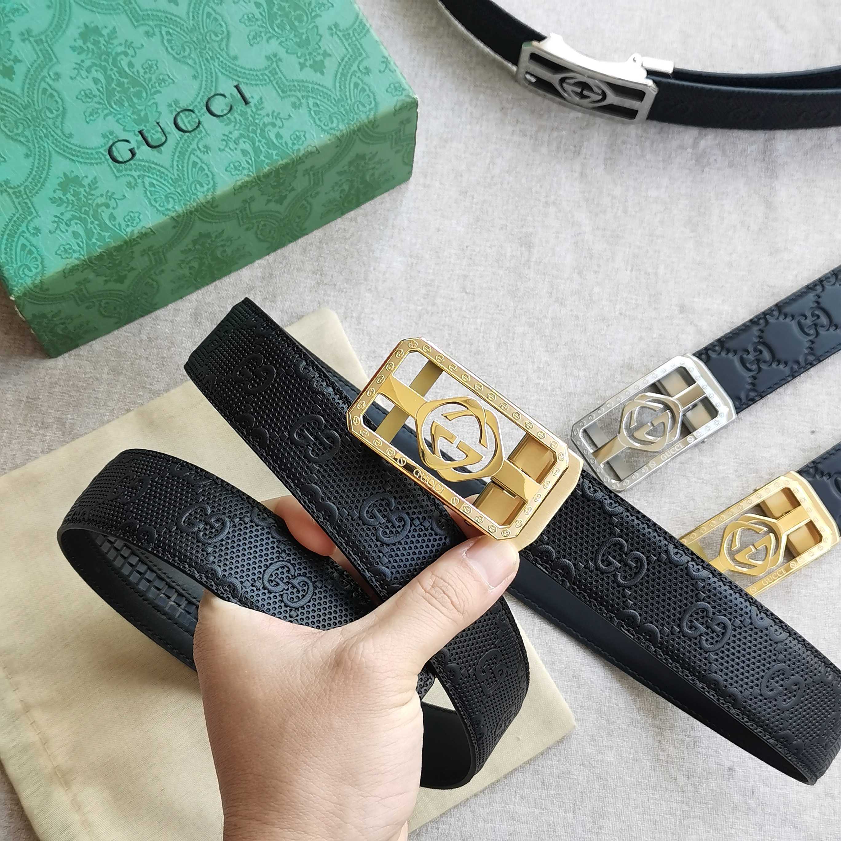   🆕Gucci㊣男士自动腰带- 宽度35MM 316精品钢扣  永不掉色 精工打造  手感柔软 可以裁