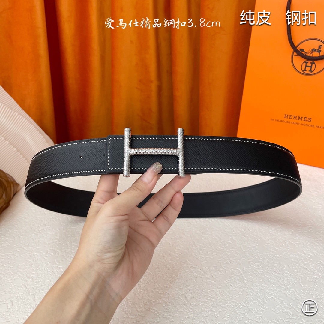  🆕HERMES㊣品质之选 3.8cm原版头层皮，双面可用，纯钢五金，纯原！渠道货！